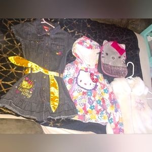 Hello kitty lot dress, vest, jacket backpack